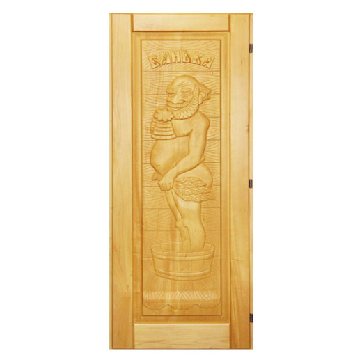 Дверь для бани резная из массива (липа) Дед 70х190см